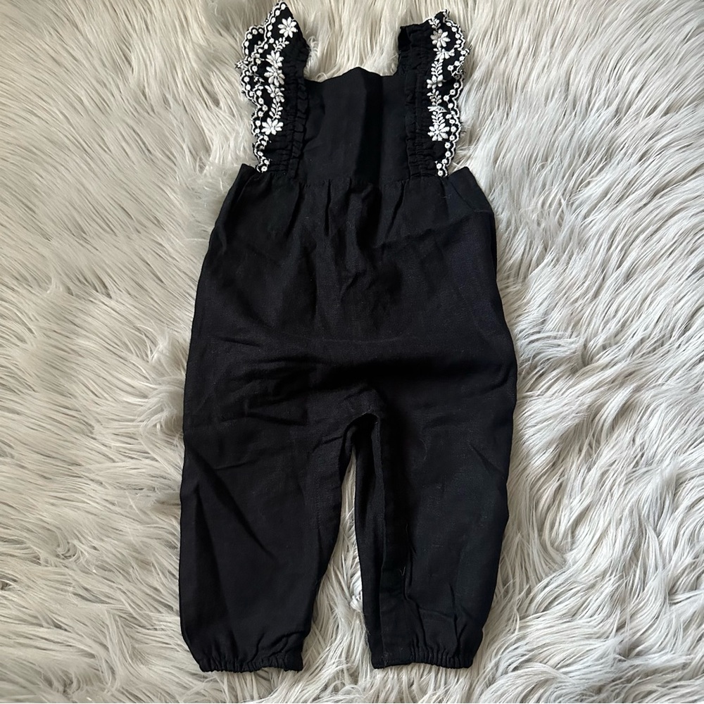OLD NAVY Black Jumpsuit With Floral Detail 12-18 Months
